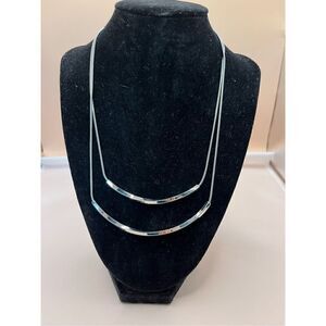The Limited Silver Tone Curved Bar Two Strand Necklace NWT